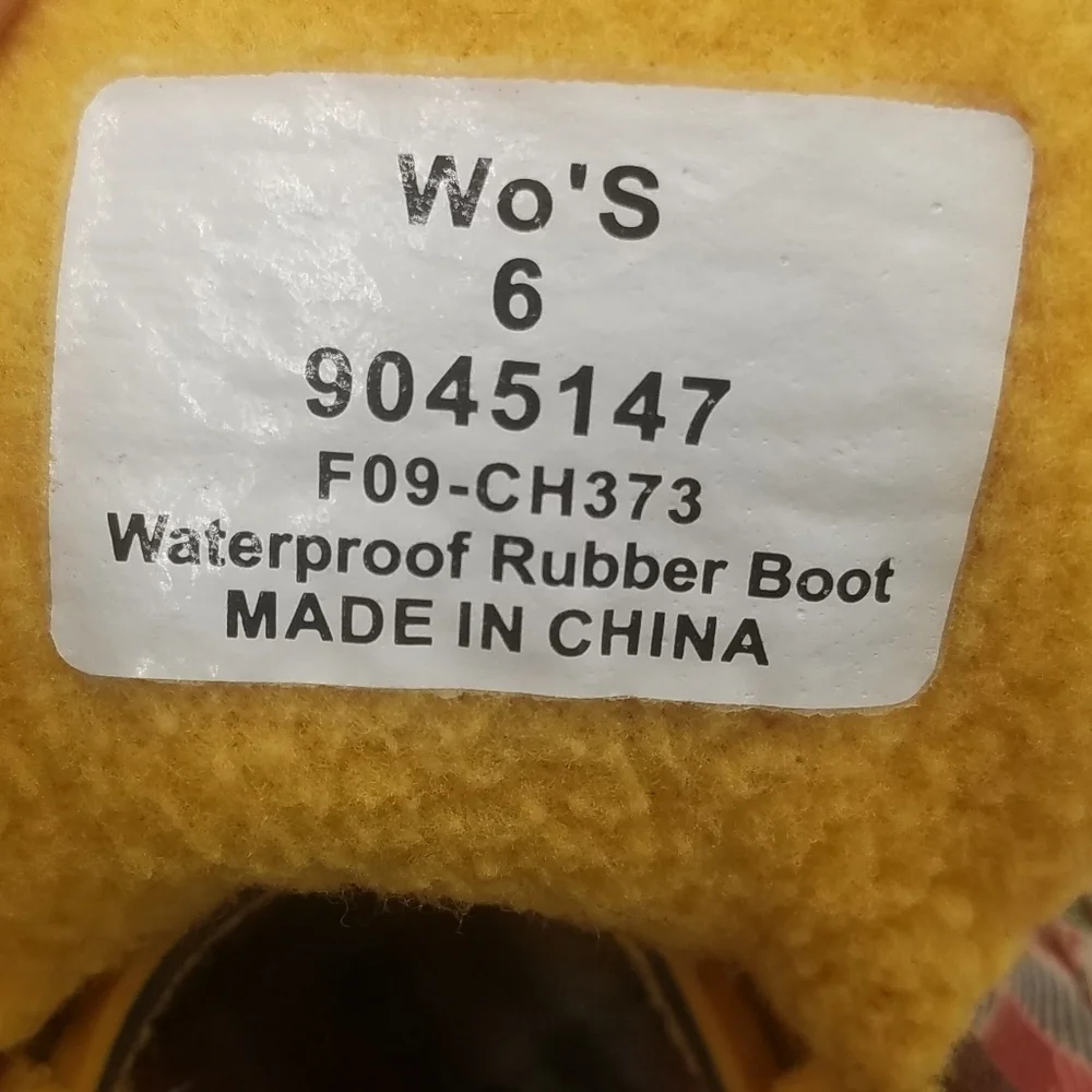 Sperry Lined Yellow Plaid Duck Boots 6 Women